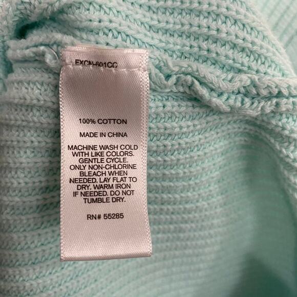 Express Light Blue V Neck Knit Sweater Size Medium - Picture 5 of 8